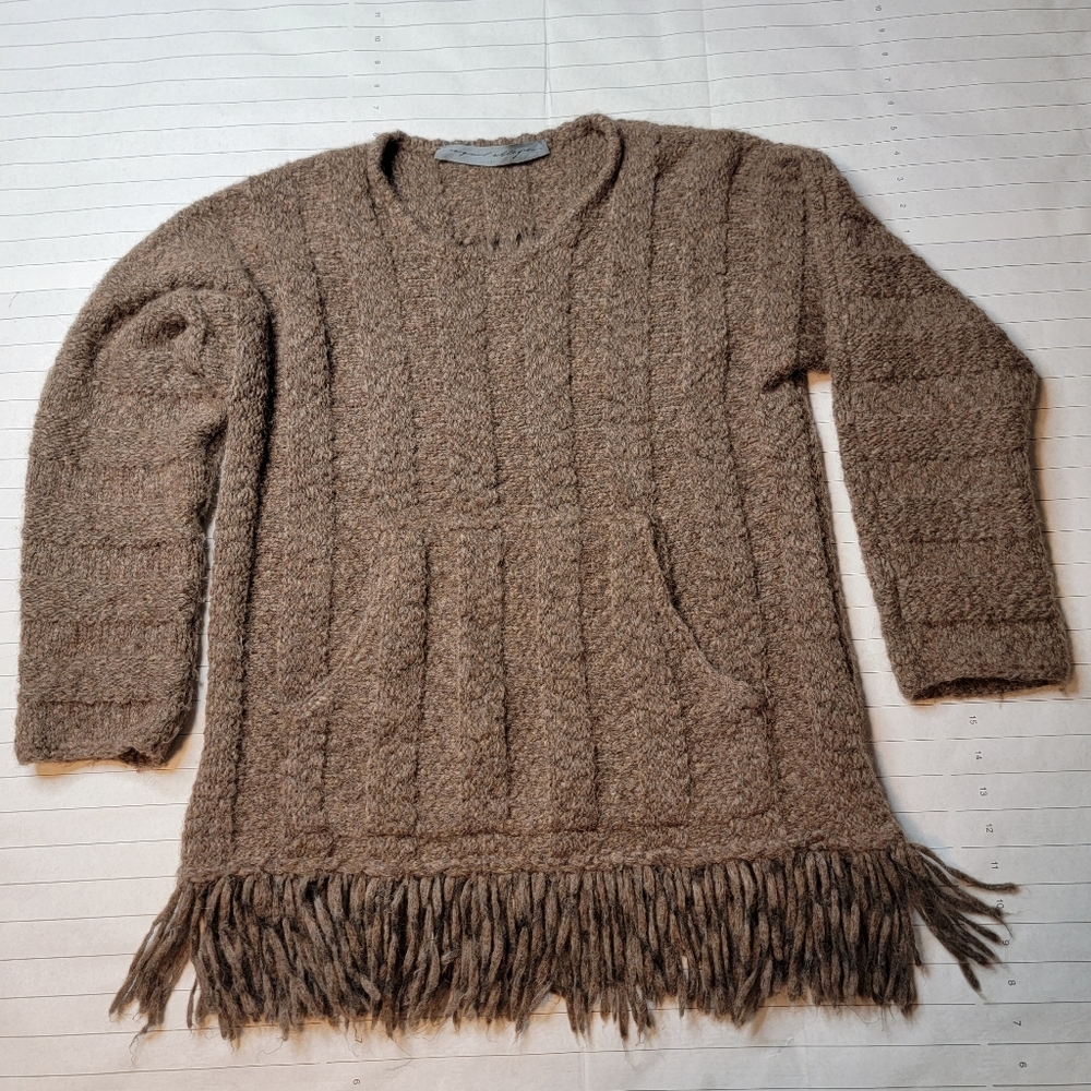 Raquel Allegra Baby Alpaca Fur Sweater W/ Pocket Size 2 Designer Brown So Soft